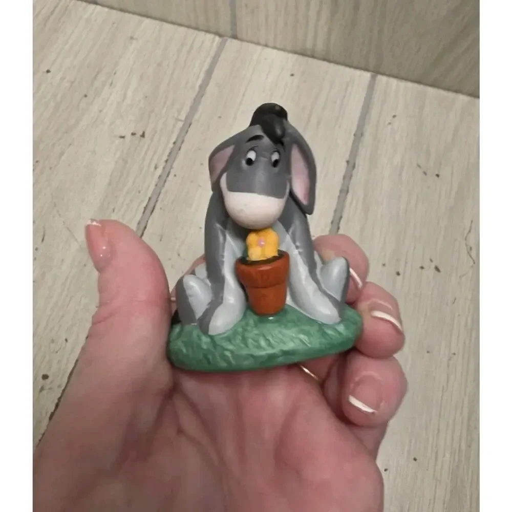 Vintage Disney Porcelain Eeyore Figurine With Flower Pot Miniature Cottagecore